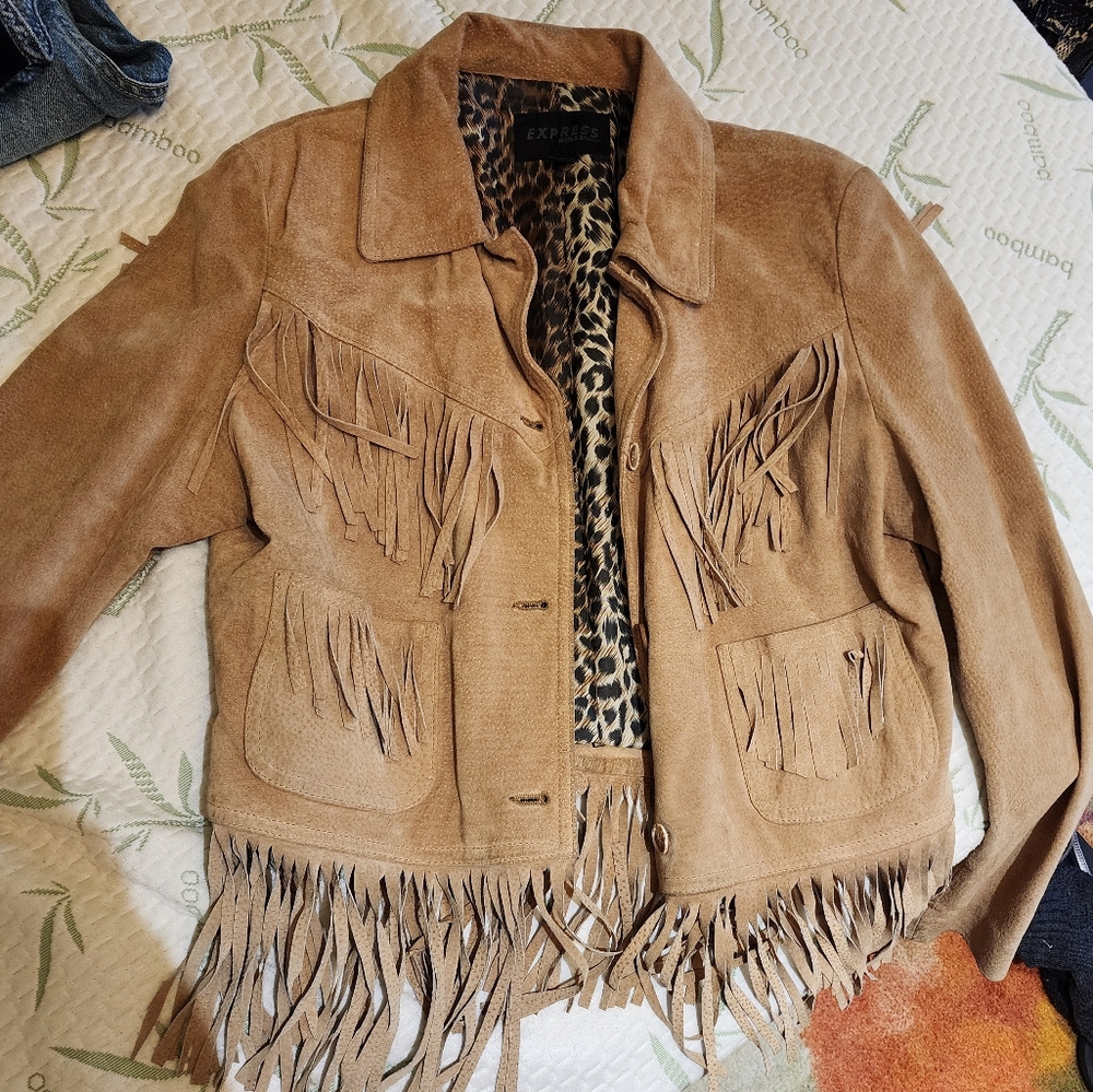 Vintage suede fringe jacket